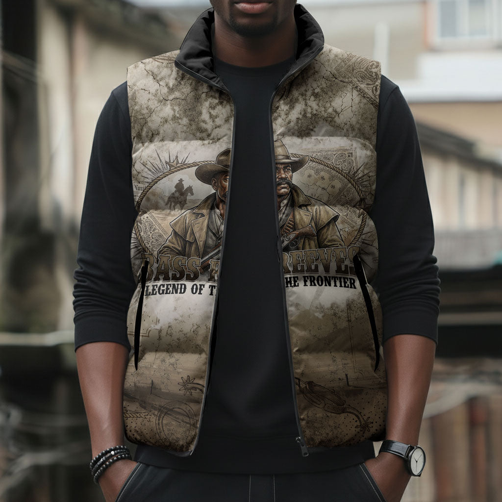 Bass Reeves Legend Black Cowboy Sleeveless Puffer Jacket Western Legend Vintage - Legend Of The Frontier