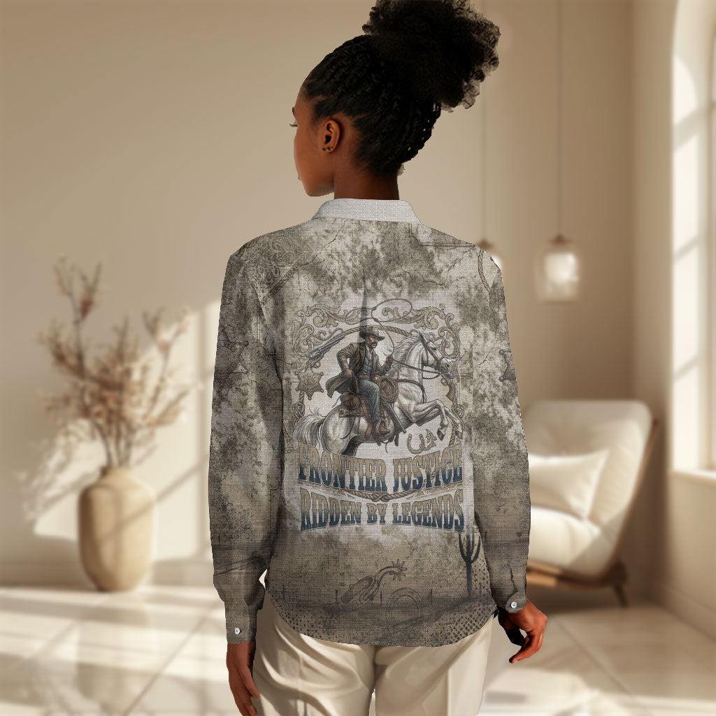Bass Reeves Legend Black Cowboy Women Casual Shirt Western Legend Vintage - Legend Of The Frontier