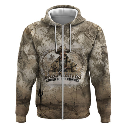 Bass Reeves Legend Black Cowboy Zip Hoodie Western Legend Vintage - Legend Of The Frontier