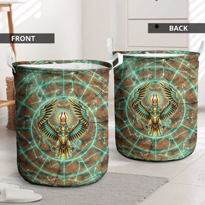 Horus Eye of Ra Laundry Basket Golden Falcon Ancient Egyptian Symbol in Futuristic