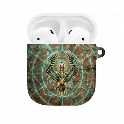 Horus Eye of Ra AirPods Case Golden Falcon Ancient Egyptian Symbol in Futuristic