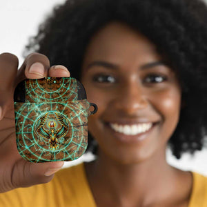 Horus Eye of Ra AirPods Case Golden Falcon Ancient Egyptian Symbol in Futuristic