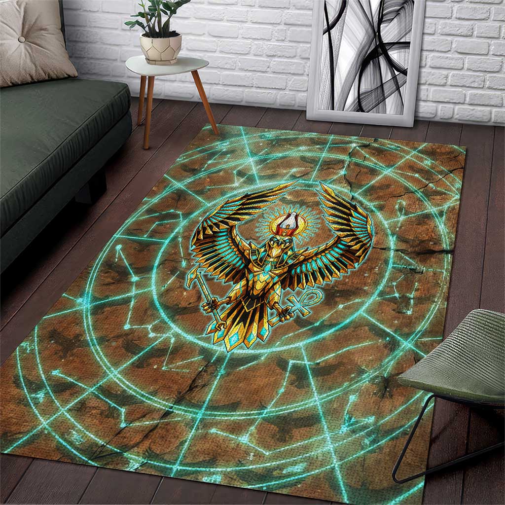 Horus Eye of Ra Area Rug Golden Falcon Ancient Egyptian Symbol in ...