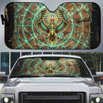Horus Eye of Ra Auto Sun Shade Golden Falcon Ancient Egyptian Symbol in Futuristic