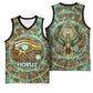 Horus Eye of Ra Basketball Jersey Golden Falcon Ancient Egyptian Symbol in Futuristic
