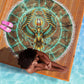 Horus Eye of Ra Beach Blanket Golden Falcon Ancient Egyptian Symbol in Futuristic