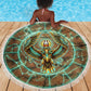 Horus Eye of Ra Beach Blanket Golden Falcon Ancient Egyptian Symbol in Futuristic