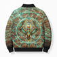 Horus Eye of Ra Bomber Puffer Jacket Golden Falcon Ancient Egyptian Symbol in Futuristic