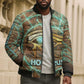 Horus Eye of Ra Bomber Puffer Jacket Golden Falcon Ancient Egyptian Symbol in Futuristic
