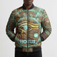 Horus Eye of Ra Bomber Puffer Jacket Golden Falcon Ancient Egyptian Symbol in Futuristic