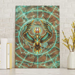 Horus Eye of Ra Canvas Wall Art Golden Falcon Ancient Egyptian Symbol in Futuristic