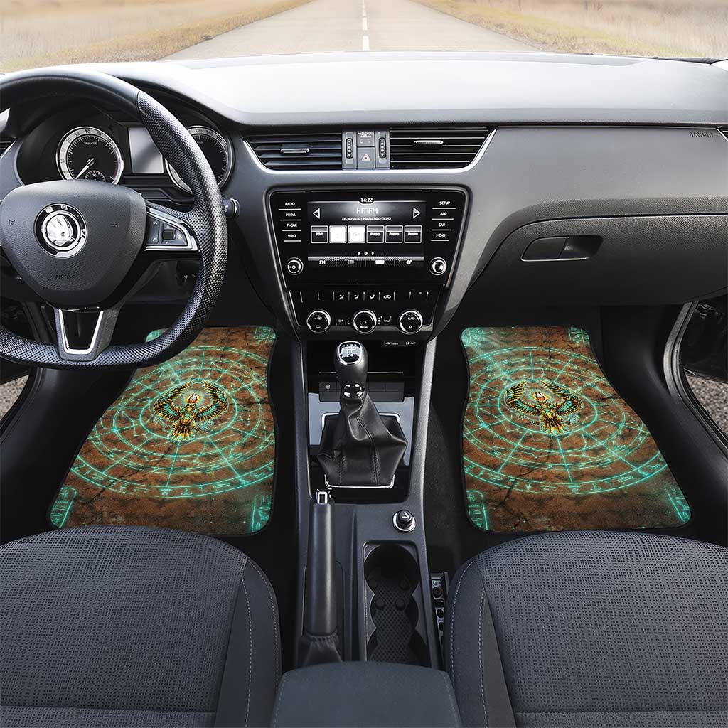 Horus Eye of Ra Car Mats Golden Falcon Ancient Egyptian Symbol in Futuristic
