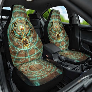 Horus Eye of Ra Car Seat Cover Golden Falcon Ancient Egyptian Symbol in Futuristic