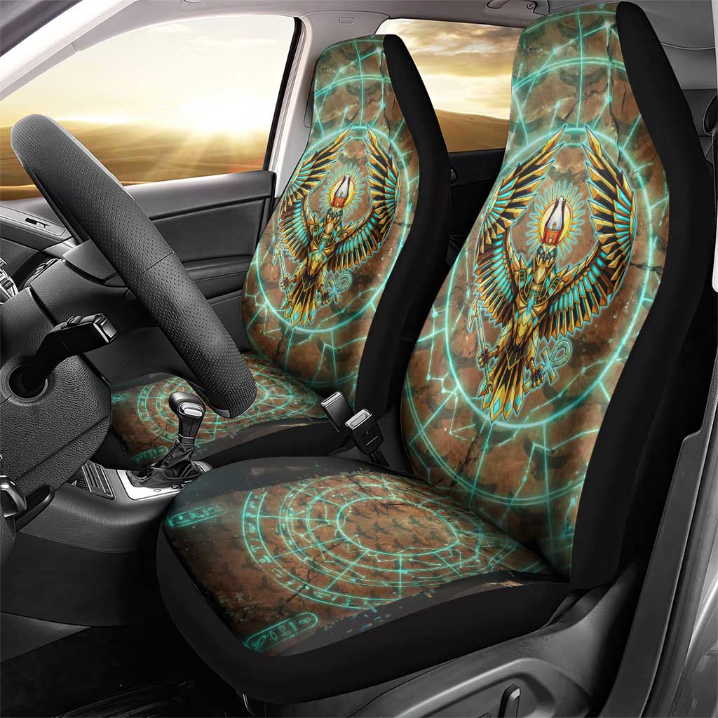 Horus Eye of Ra Car Seat Cover Golden Falcon Ancient Egyptian Symbol in Futuristic