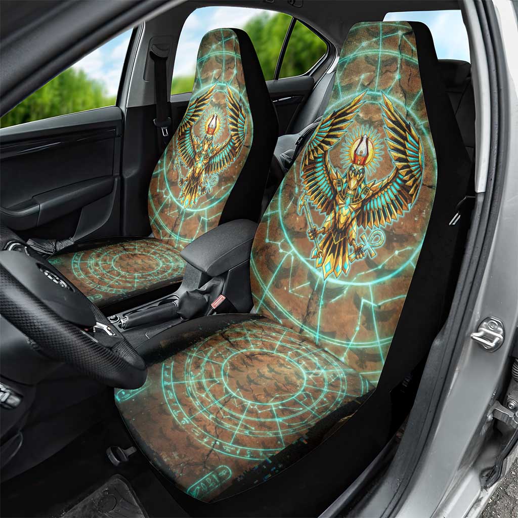 Horus Eye of Ra Car Seat Cover Golden Falcon Ancient Egyptian Symbol in Futuristic