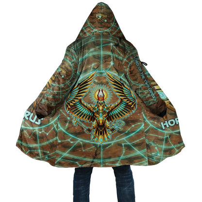 Horus Eye of Ra Cloak Golden Falcon Ancient Egyptian Symbol in Futuristic