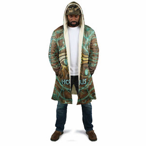 Horus Eye of Ra Cloak Golden Falcon Ancient Egyptian Symbol in Futuristic