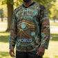 Horus Eye of Ra Hockey Jersey Golden Falcon Ancient Egyptian Symbol in Futuristic