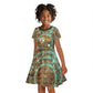 Horus Eye of Ra Kid Short Sleeve Dress Golden Falcon Ancient Egyptian Symbol in Futuristic