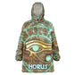 Horus Eye of Ra Kid Wearable Blanket Hoodie Golden Falcon Ancient Egyptian Symbol in Futuristic