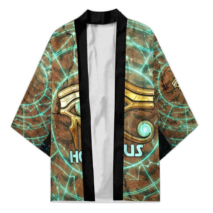 Horus Eye of Ra Kimono Golden Falcon Ancient Egyptian Symbol in Futuristic