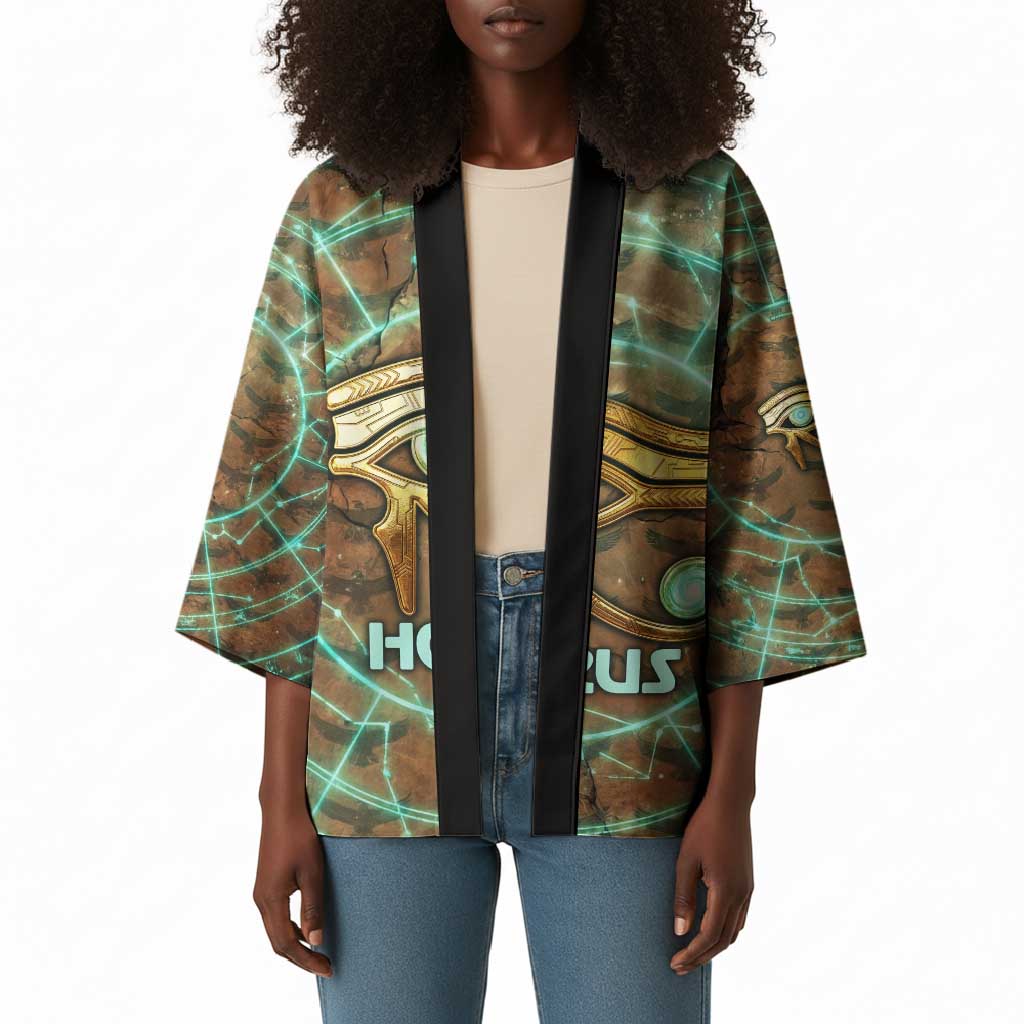 Horus Eye of Ra Kimono Golden Falcon Ancient Egyptian Symbol in Futuristic