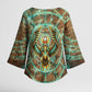 Horus Eye of Ra Kimono Sleeve Blouse Golden Falcon Ancient Egyptian Symbol in Futuristic