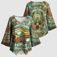 Horus Eye of Ra Kimono Sleeve Blouse Golden Falcon Ancient Egyptian Symbol in Futuristic