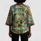 Horus Eye of Ra Kimono Sleeve Blouse Golden Falcon Ancient Egyptian Symbol in Futuristic