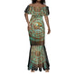 Horus Eye of Ra Mermaid Dress Golden Falcon Ancient Egyptian Symbol in Futuristic