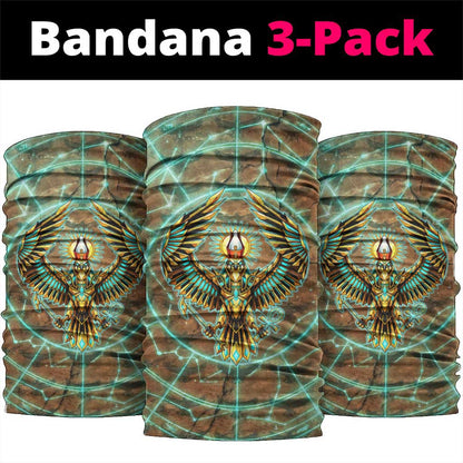 Horus Eye of Ra Neck Gaiter Golden Falcon Ancient Egyptian Symbol in Futuristic