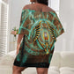 Horus Eye of Ra Off Shoulder Short Dress Golden Falcon Ancient Egyptian Symbol in Futuristic