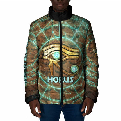 Horus Eye of Ra Padded Jacket Golden Falcon Ancient Egyptian Symbol in Futuristic