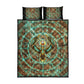 Horus Eye of Ra Quilt Bed Set Golden Falcon Ancient Egyptian Symbol in Futuristic