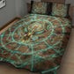 Horus Eye of Ra Quilt Bed Set Golden Falcon Ancient Egyptian Symbol in Futuristic