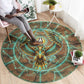 Horus Eye of Ra Round Carpet Golden Falcon Ancient Egyptian Symbol in Futuristic
