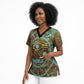 Horus Eye of Ra Scrub Top Golden Falcon Ancient Egyptian Symbol in Futuristic