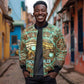 Horus Eye of Ra Sleeve Zip Bomber Jacket Golden Falcon Ancient Egyptian Symbol in Futuristic