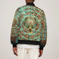 Horus Eye of Ra Sleeve Zip Bomber Jacket Golden Falcon Ancient Egyptian Symbol in Futuristic