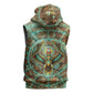 Horus Eye of Ra Sleeveless Zip Hoodie Golden Falcon Ancient Egyptian Symbol in Futuristic