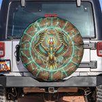 Horus Eye of Ra Spare Tire Cover Golden Falcon Ancient Egyptian Symbol in Futuristic