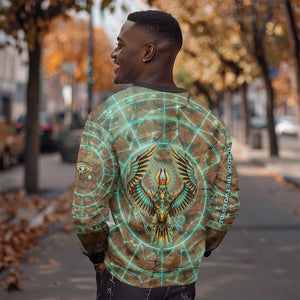 Horus Eye of Ra Sweatshirt Golden Falcon Ancient Egyptian Symbol in Futuristic