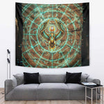 Horus Eye of Ra Tapestry Golden Falcon Ancient Egyptian Symbol in Futuristic