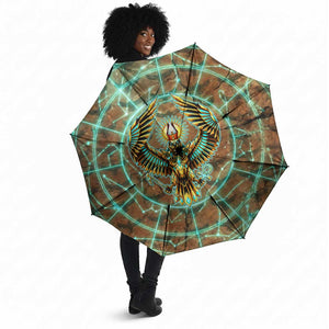Horus Eye of Ra Umbrella Golden Falcon Ancient Egyptian Symbol in Futuristic