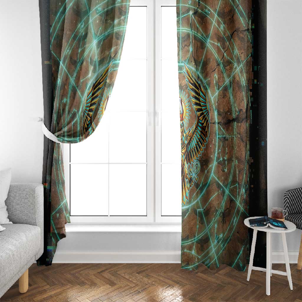 Horus Eye of Ra Window Curtain Golden Falcon Ancient Egyptian Symbol in Futuristic