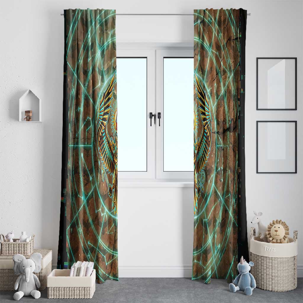Horus Eye of Ra Window Curtain Golden Falcon Ancient Egyptian Symbol in Futuristic