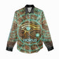 Horus Eye of Ra Women Casual Shirt Golden Falcon Ancient Egyptian Symbol in Futuristic