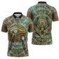 Horus Eye of Ra Zipper Polo Shirt Golden Falcon Ancient Egyptian Symbol in Futuristic