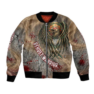 Horus Behdety Warrior Bomber Jacket with Falcon Mask and Spear Ancient Egyptian Combat