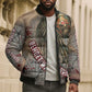 Horus Behdety Warrior Bomber Puffer Jacket with Falcon Mask and Spear Ancient Egyptian Combat